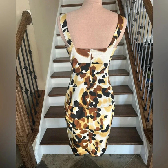 London Times Leopard Print Bodycon Cocktail Party Dress Sleeveless Size 4 - Picture 7 of 11